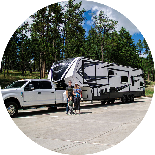 Dodge towing large off road caravan